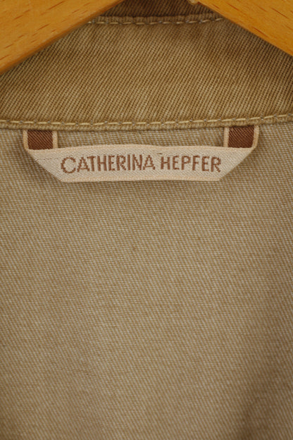 CATHERINA HEPFER Womens 18 44 Jacket Beige Zip Up Classic Cotton Blazer