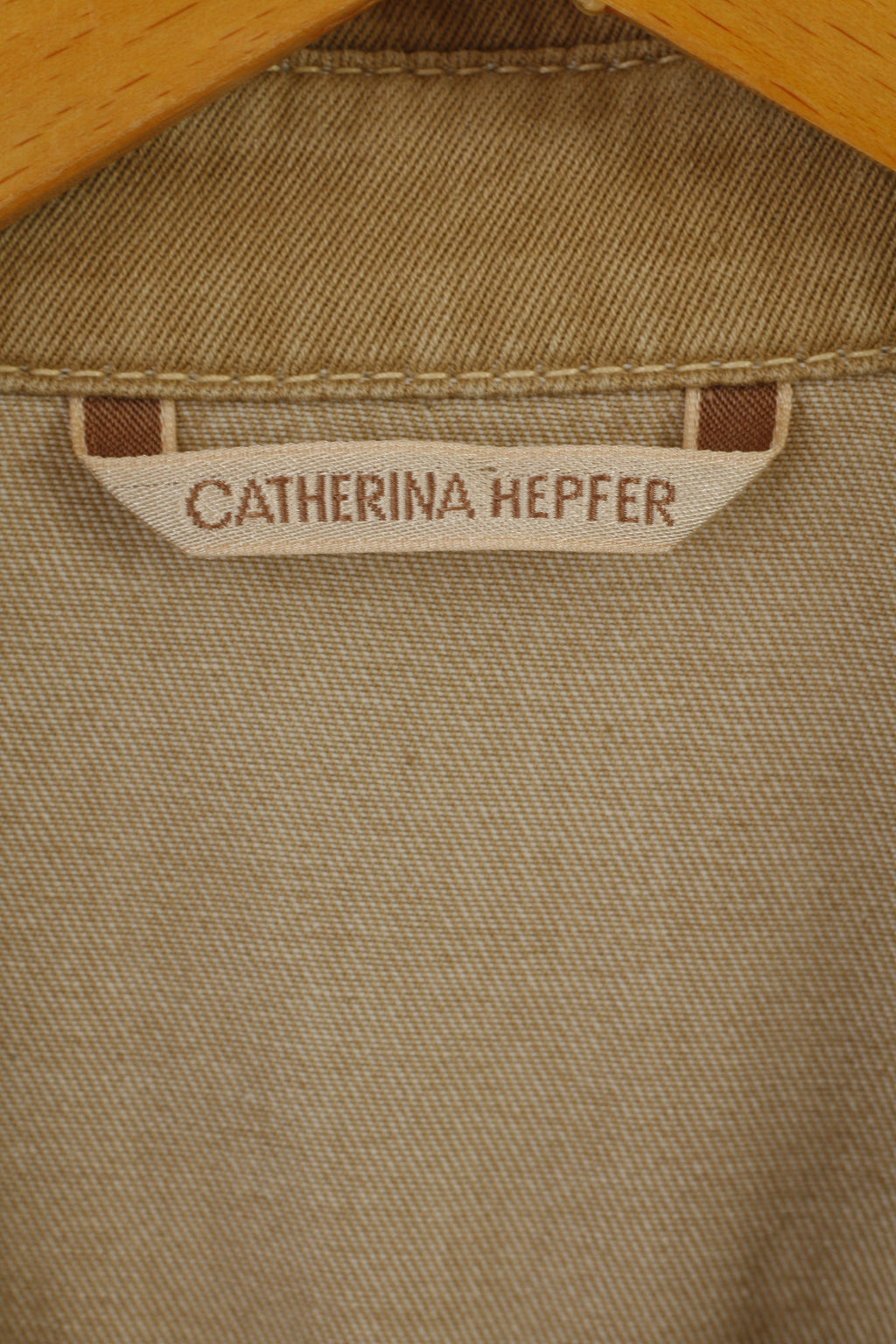 CATHERINA HEPFER Womens 18 44 Jacket Beige Zip Up Classic Cotton Blazer
