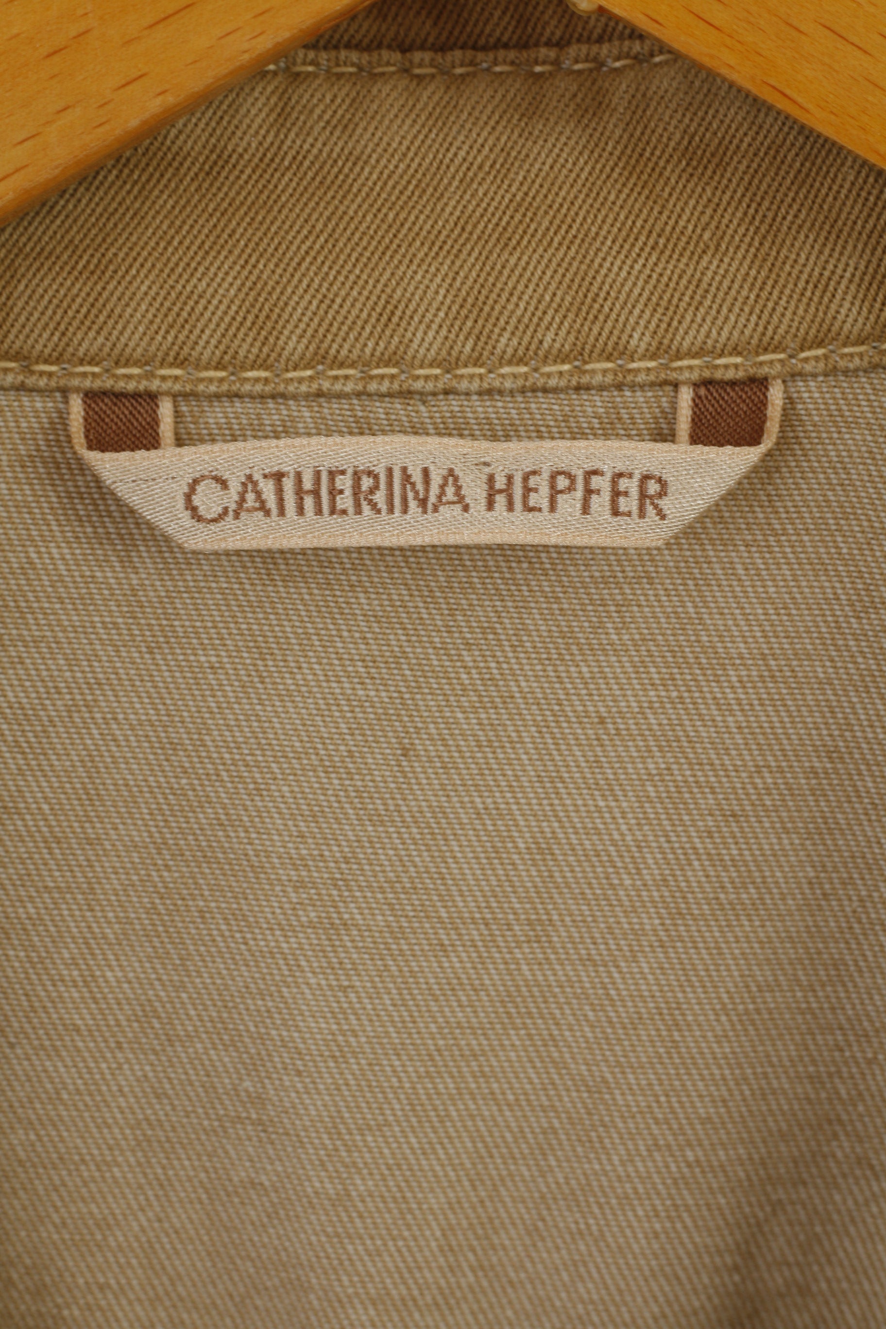 CATHERINA HEPFER Womens 18 44 Jacket Beige Zip Up Classic Cotton Blazer
