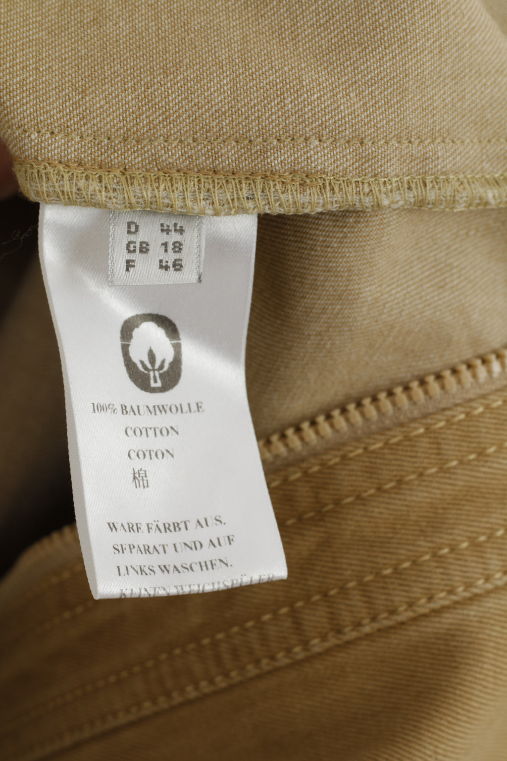 CATHERINA HEPFER Womens 18 44 Jacket Beige Zip Up Classic Cotton Blazer