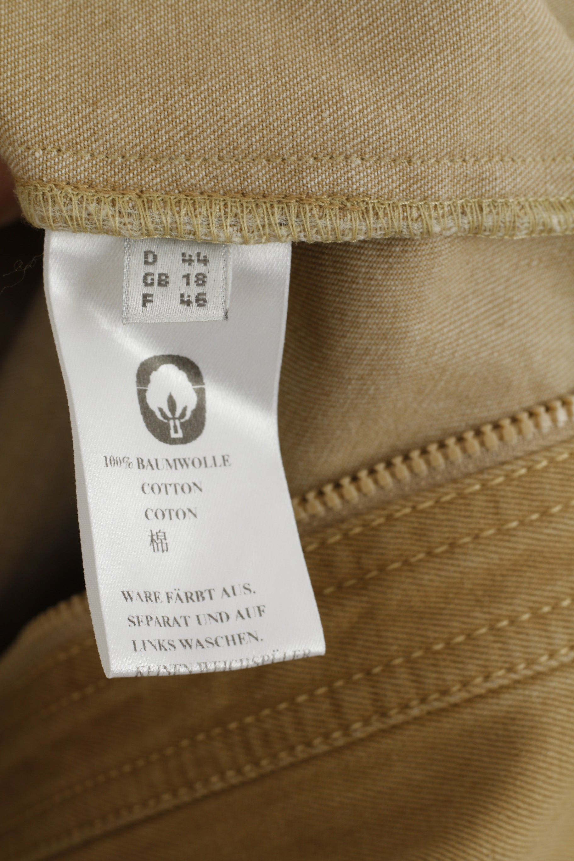 CATHERINA HEPFER Womens 18 44 Jacket Beige Zip Up Classic Cotton Blazer