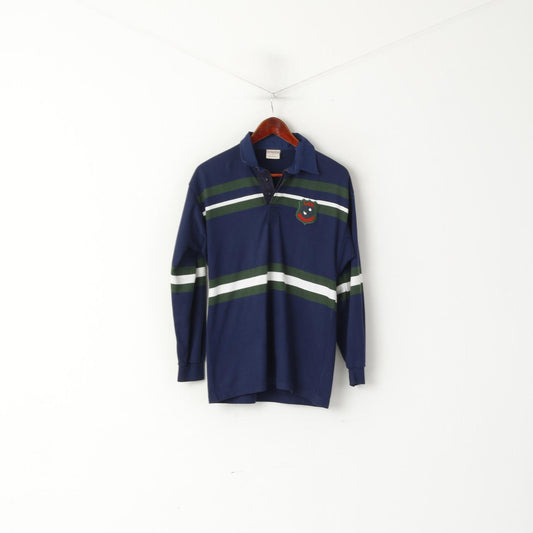 O' Neills Men 36" S Polo Shirt Navy L.H.S. Beaufort Striped Long Sleeve Top Sweater