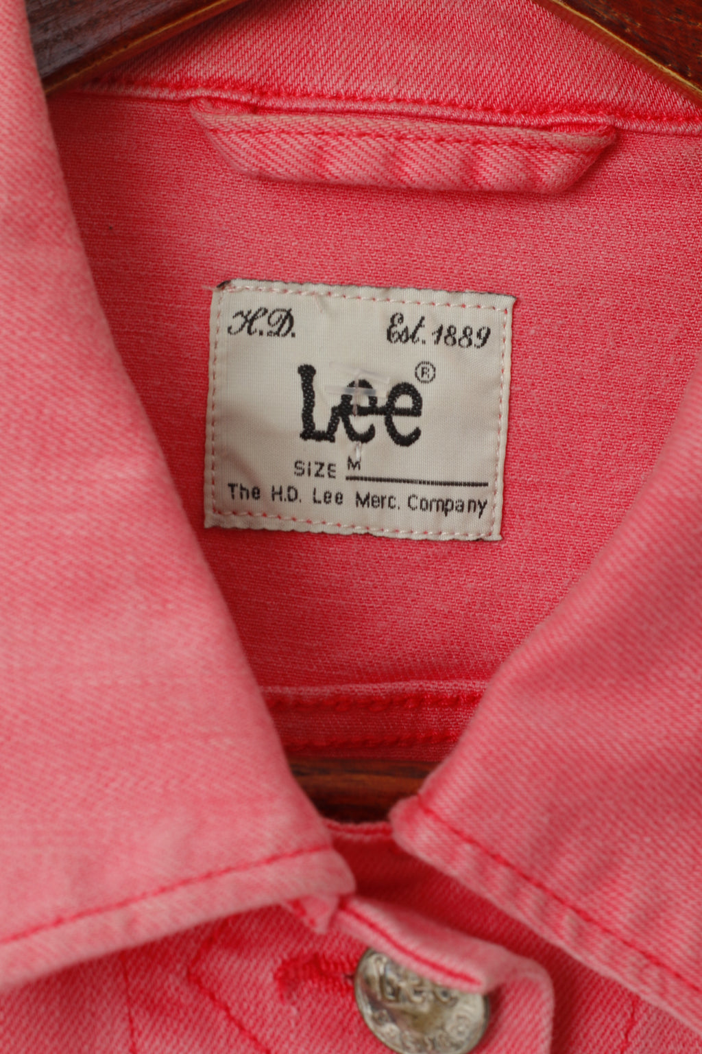 Lee Women M Denim Vest Pink Cotton Stretch Buttoned Sleeveless Rider Top