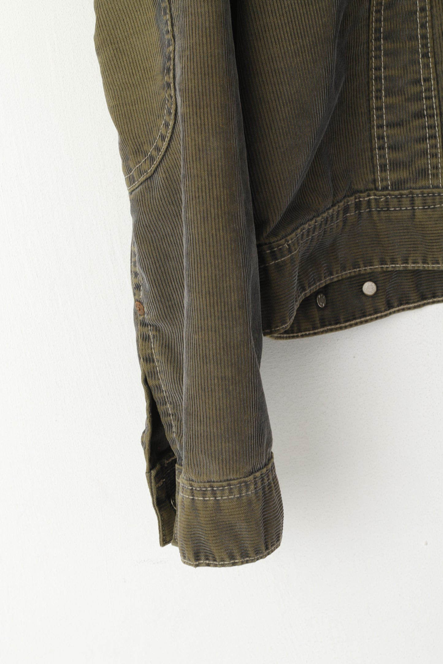 Pepe Jeans Donna L (M) Giacca di jeans Top con toppe con cerniera intera in cotone verde