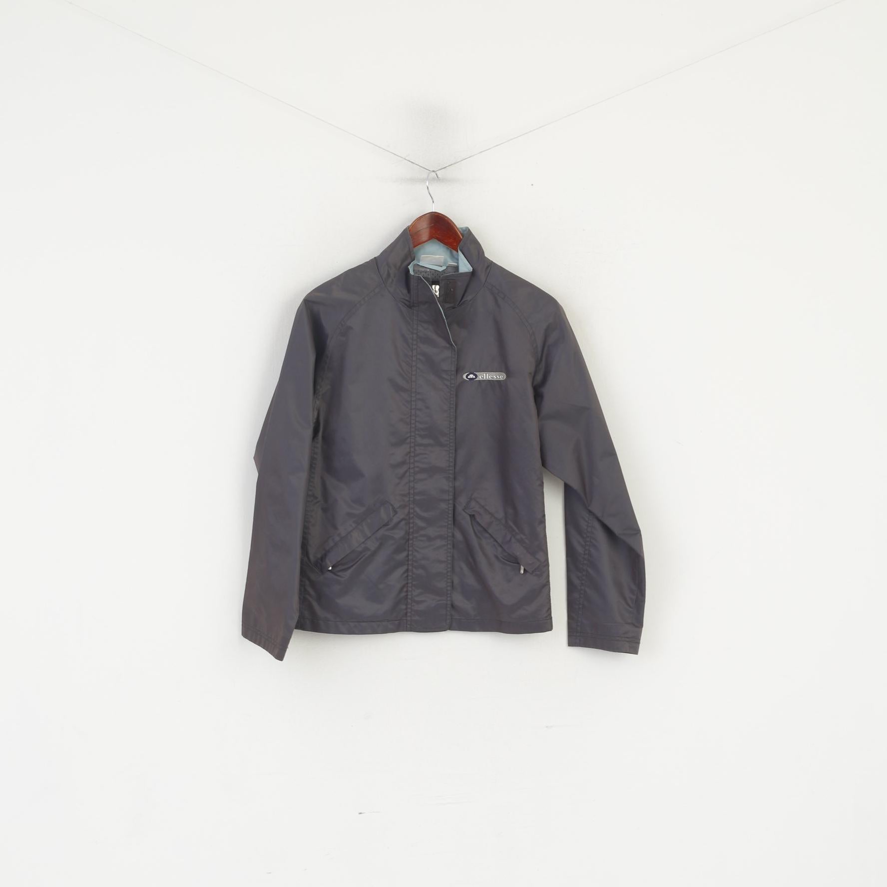 Ellesse Femme 12 M Veste Gris Brillant Léger Coupe-Vent Fermeture Éclair Complète