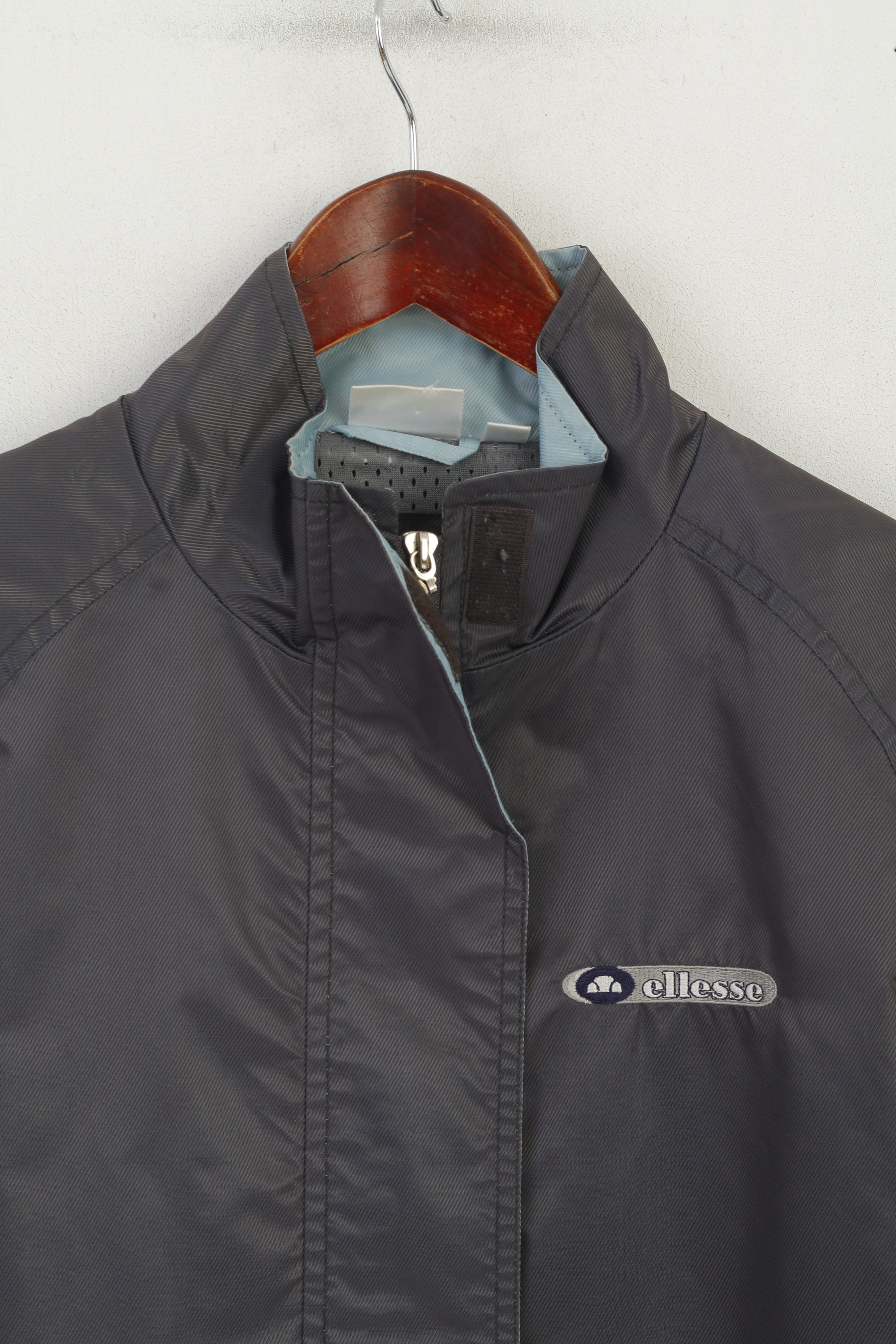 Ellesse Femme 12 M Veste Gris Brillant Léger Coupe-Vent Fermeture Éclair Complète