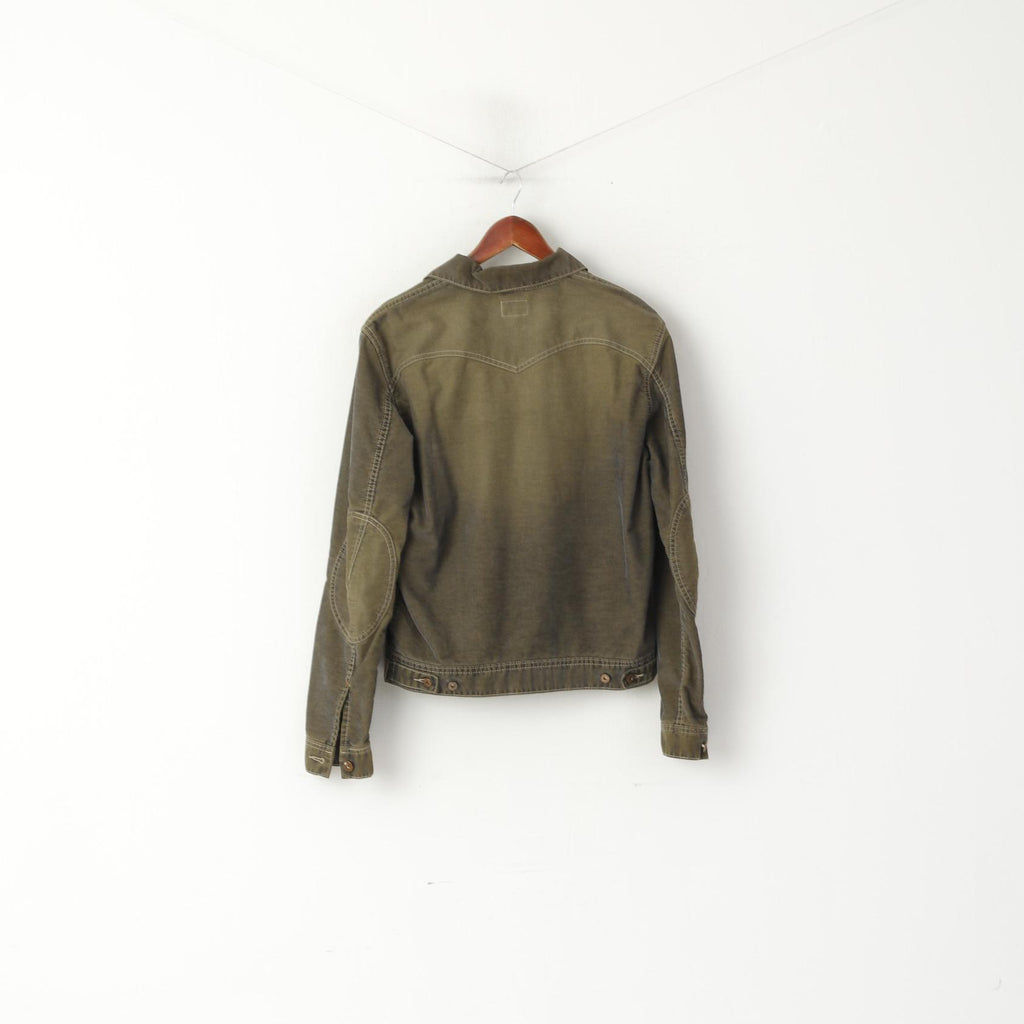 Pepe Jeans Donna L (M) Giacca di jeans Top con toppe con cerniera intera in cotone verde