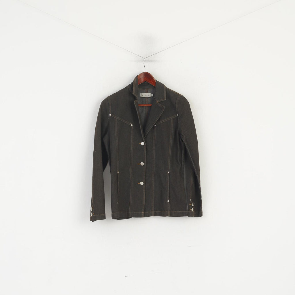 Micha Femme 36 S Veste en Jean Marron Coton Vintage Années 90 Classique Jeans Blazer