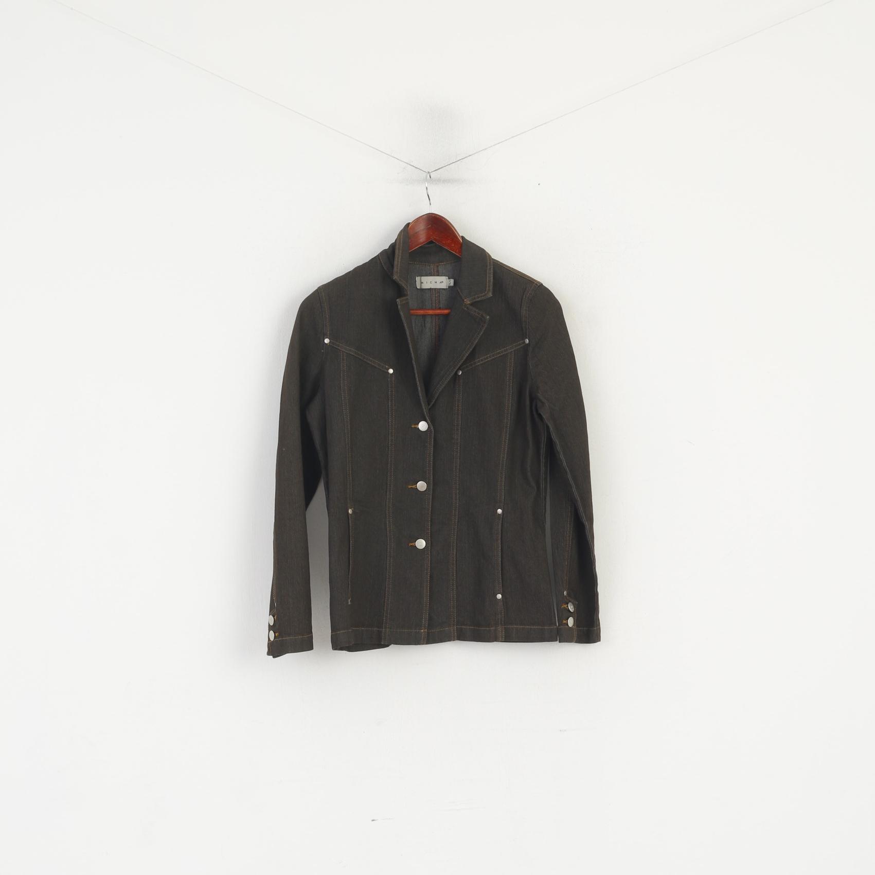 Micha Femme 36 S Veste en Jean Marron Coton Vintage Années 90 Classique Jeans Blazer