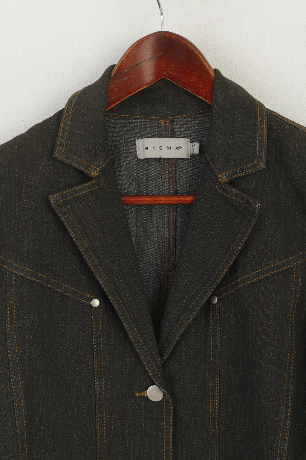 Micha Femme 36 S Veste en Jean Marron Coton Vintage Années 90 Classique Jeans Blazer