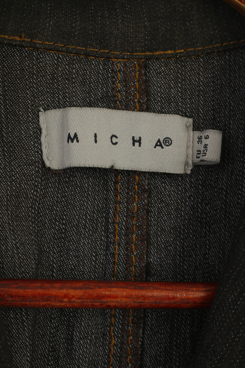 Micha Femme 36 S Veste en Jean Marron Coton Vintage Années 90 Classique Jeans Blazer