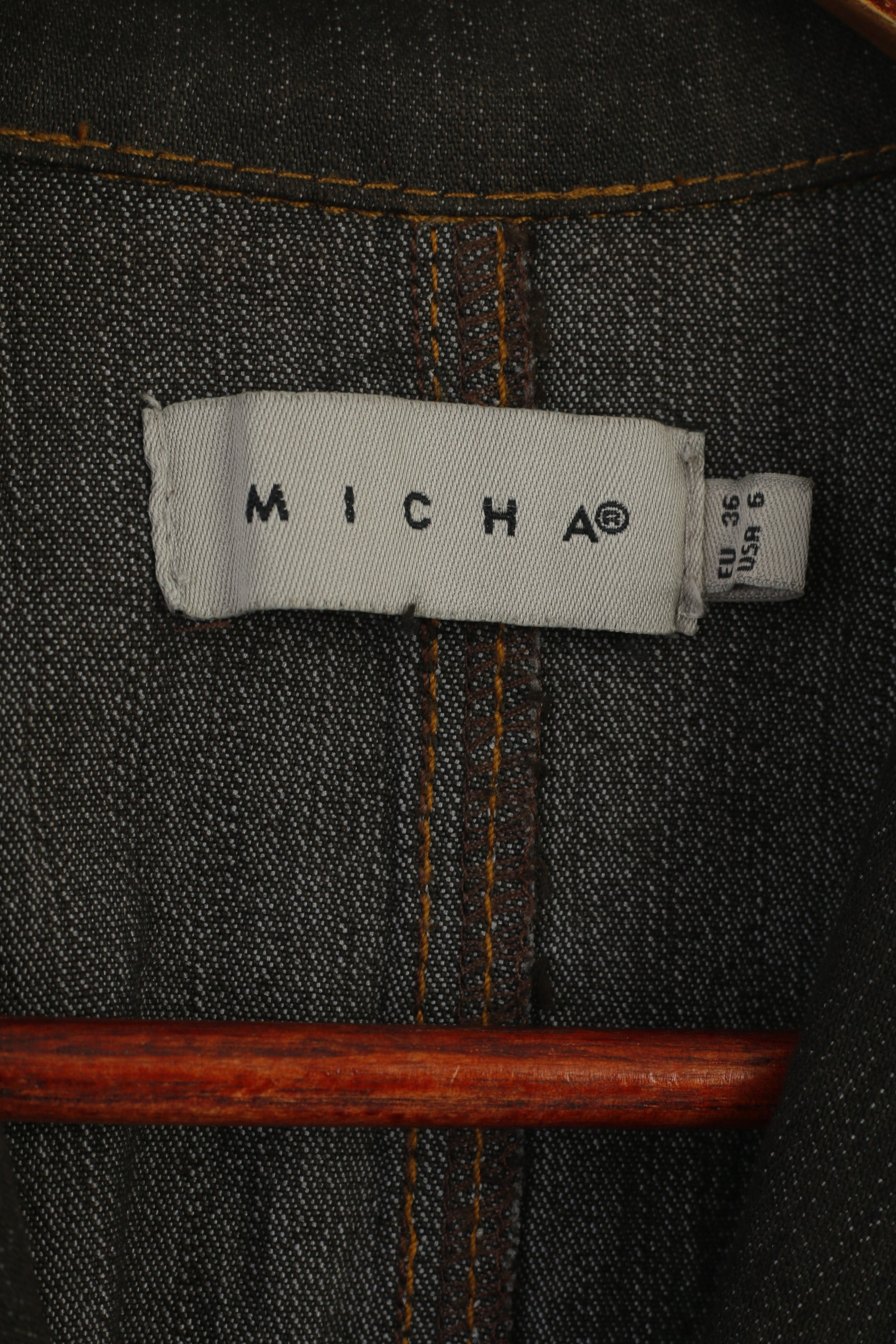 Micha Femme 36 S Veste en Jean Marron Coton Vintage Années 90 Classique Jeans Blazer