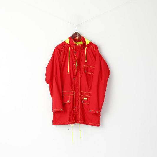 Helly Hansen Men L Jacket Red Outdoor Hooded Parka Full Zipper Sailing Top