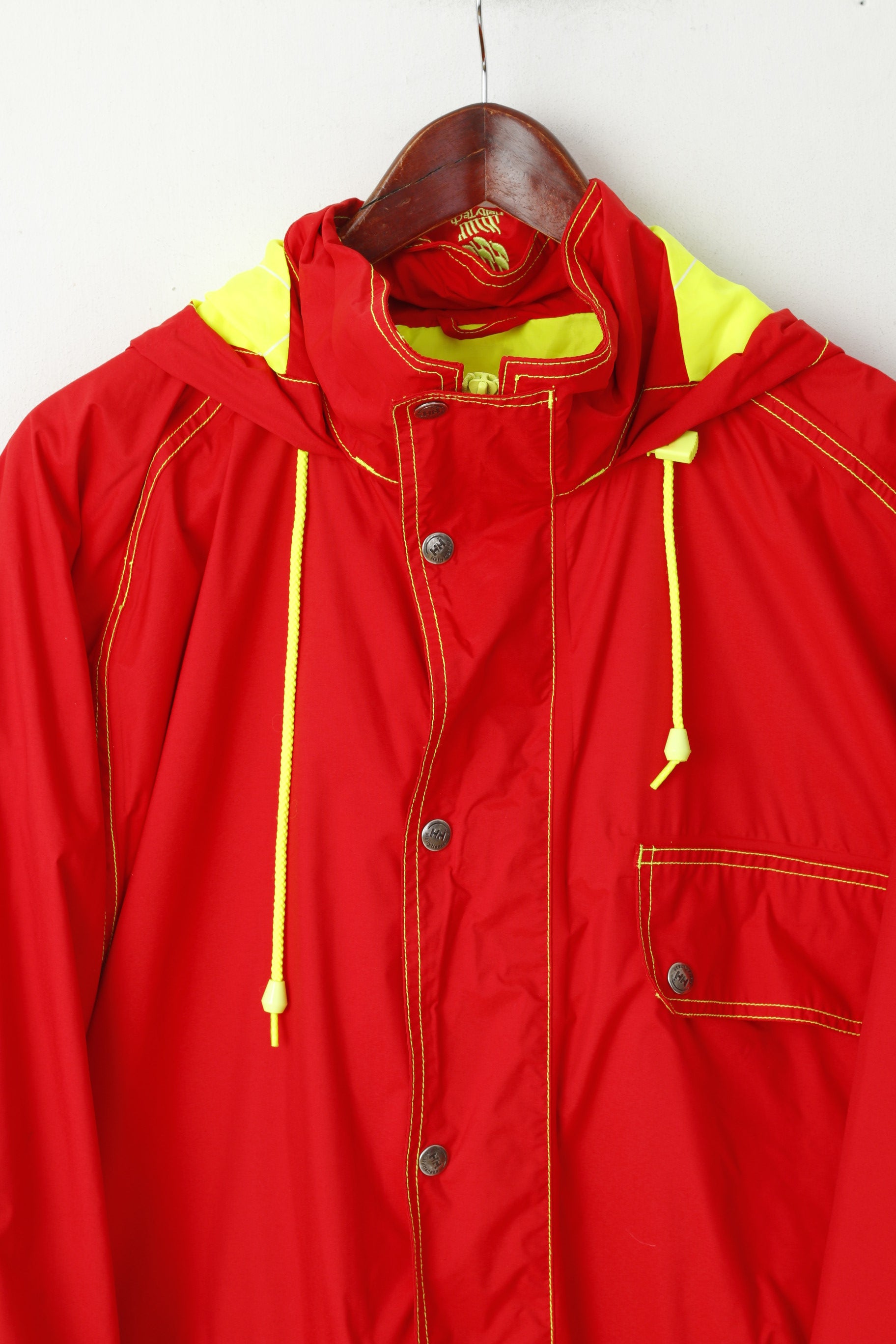 Helly Hansen Men L Jacket Red Outdoor Hooded Parka Full Zipper Sailing Top