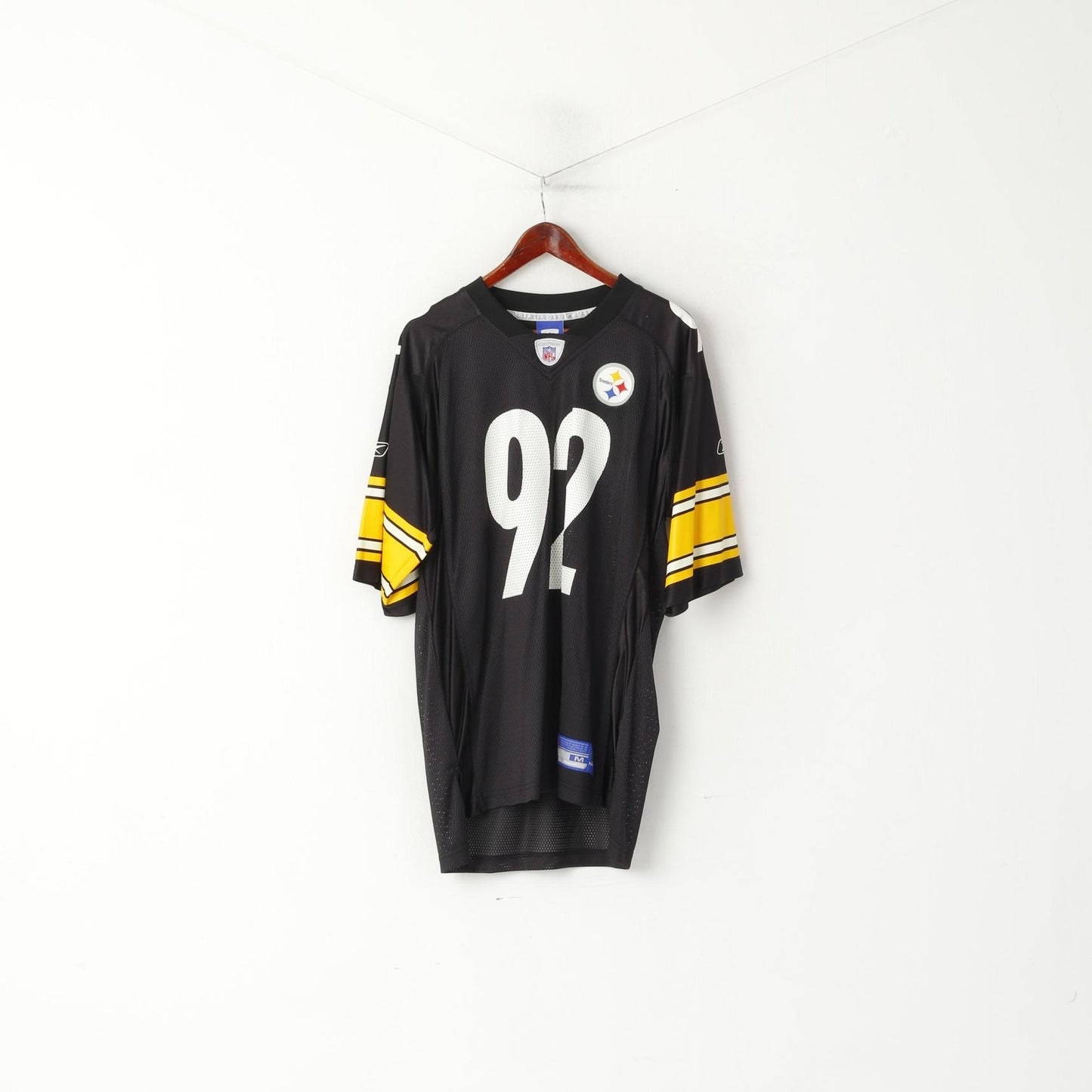 Reebok NFL Men M Shirt Black Nylon Mesh Steelers League 92 Gildon Jersey Top