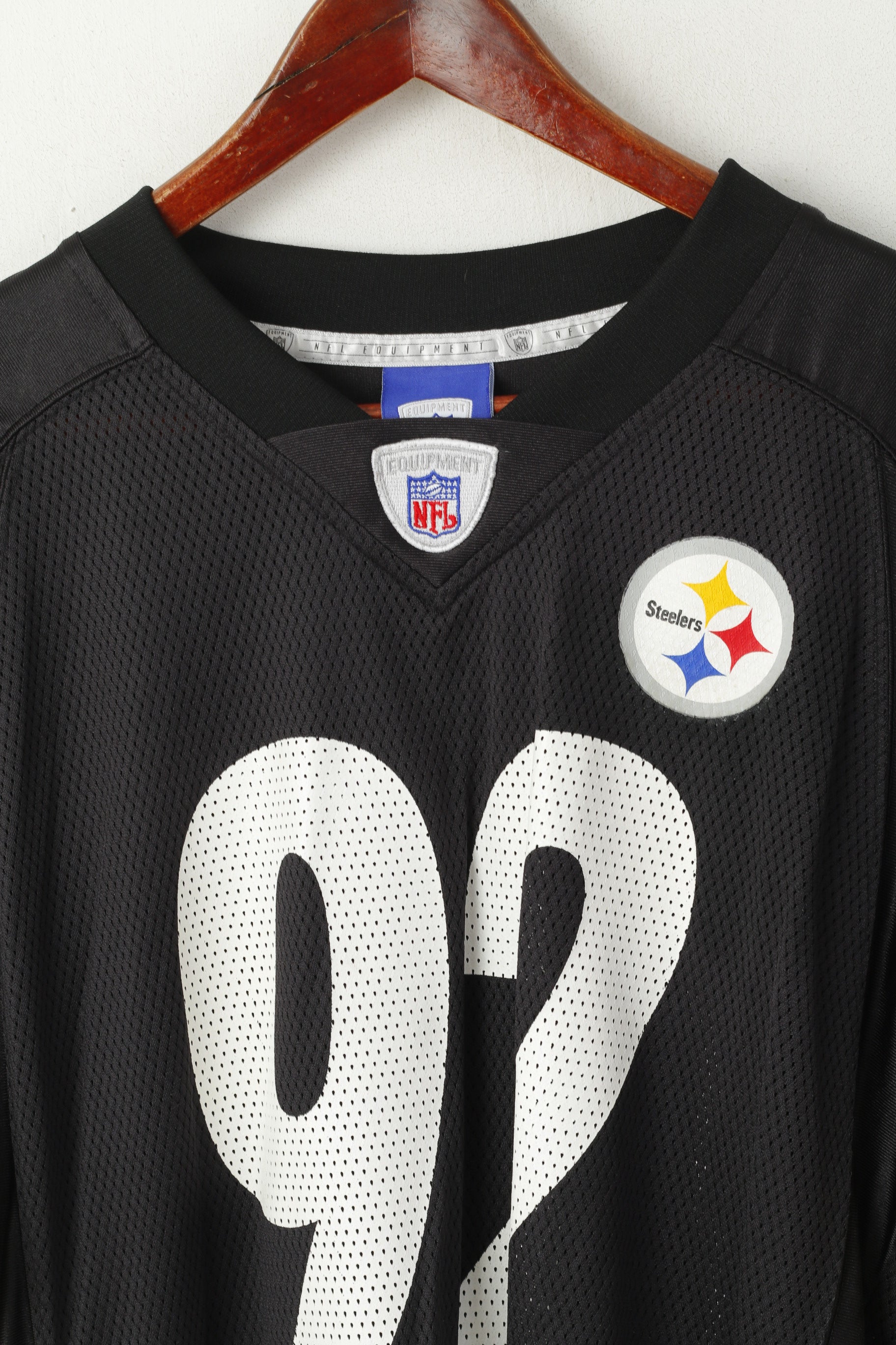 Reebok NFL Men M Shirt Black Nylon Mesh Steelers League 92 Gildon Jersey Top