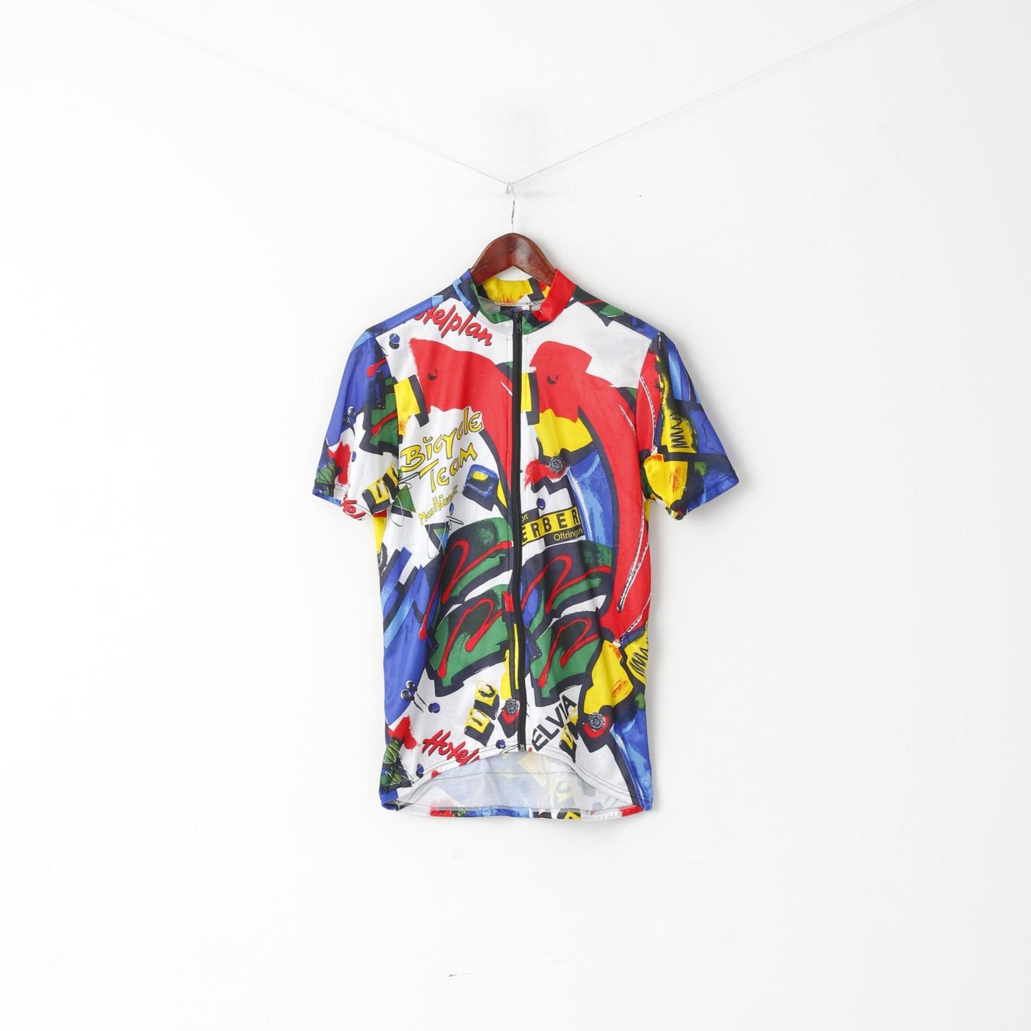 Swiss Bicycle Team Max Hurzeler Men L Cycling Shirt Multicolor Jersey Bike Full Zipper Top