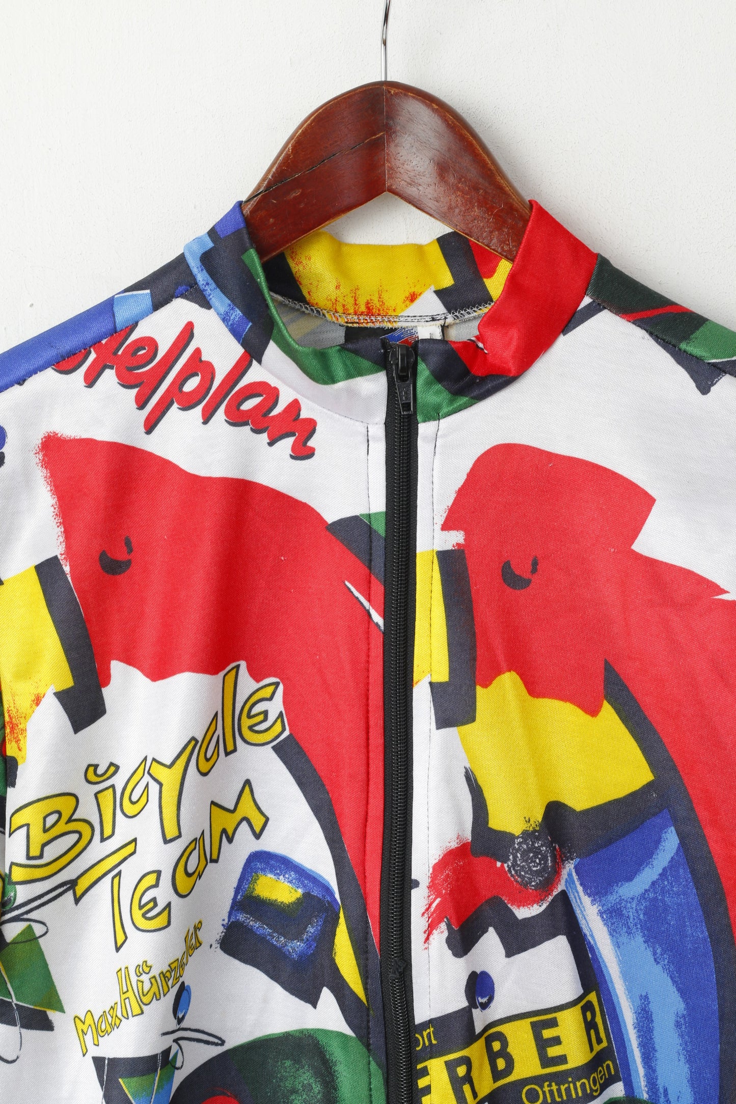 Swiss Bicycle Team Max Hurzeler Men L Cycling Shirt Multicolor Jersey Bike Full Zipper Top