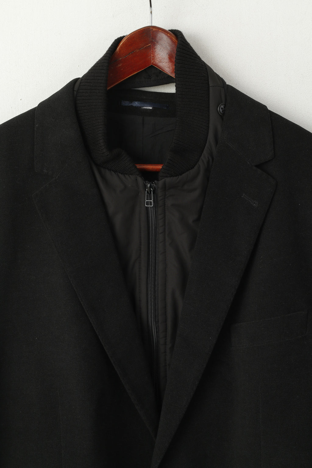 J. Philipp Belara Men 58 XL Blazer Black 2w1 Funel Neck Single Breasted Jacket