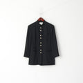 Genevieve Collection Women 40 M Blazer Black Shiny Vintage Diamonds Shoulder Pads Jacket