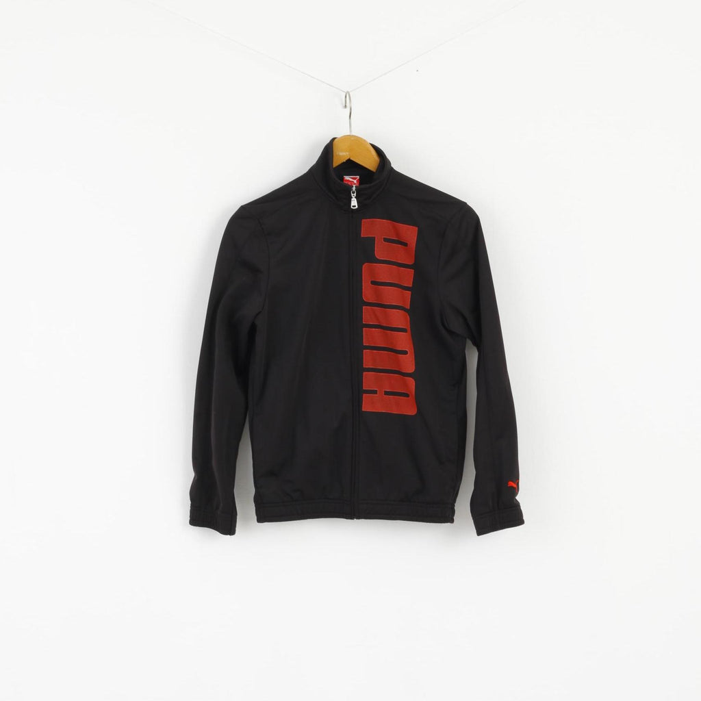 Puma Garçons 164 14 Âge Sweatshirt Noir Zip Up Sport Logo Oldschool Haut