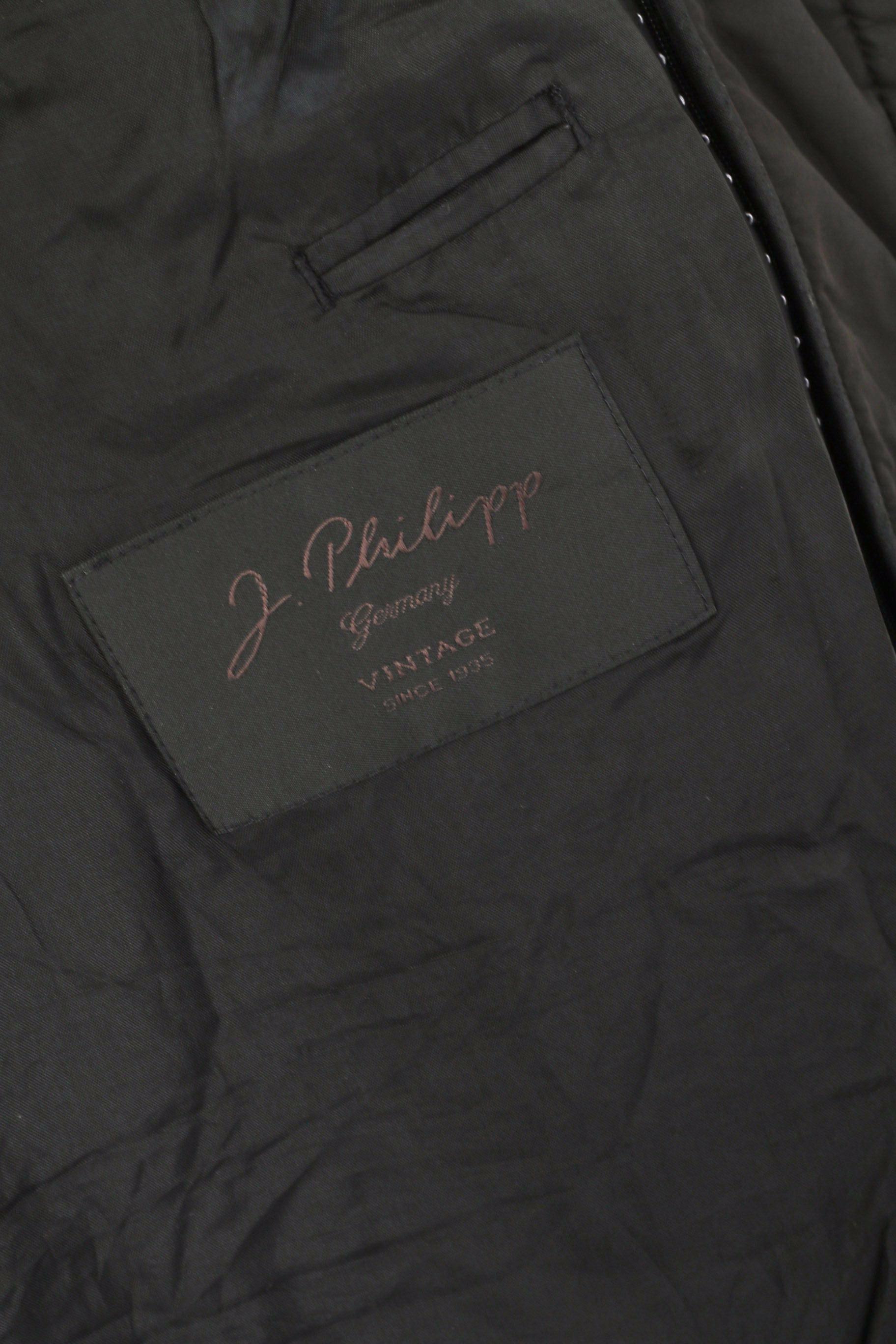 J. Philipp Belara Men 58 XL Blazer Black 2w1 Funel Neck Single Breasted Jacket