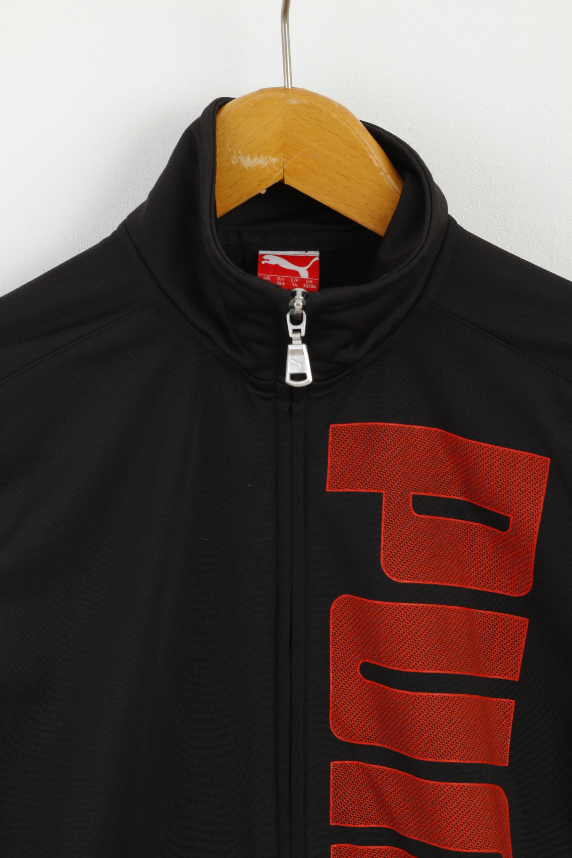 Felpa Puma da ragazzo 164 14 anni Felpa nera con zip Sport Logo Oldschool