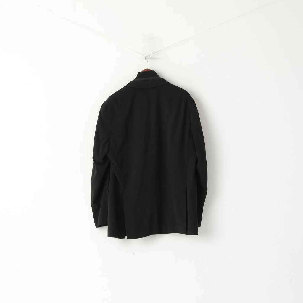 J. Philipp Belara Men 58 XL Blazer Black 2w1 Funel Neck Single Breasted Jacket