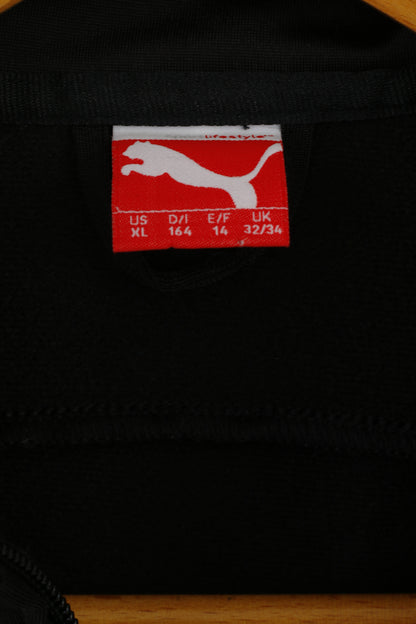Puma Garçons 164 14 Âge Sweatshirt Noir Zip Up Sport Logo Oldschool Haut