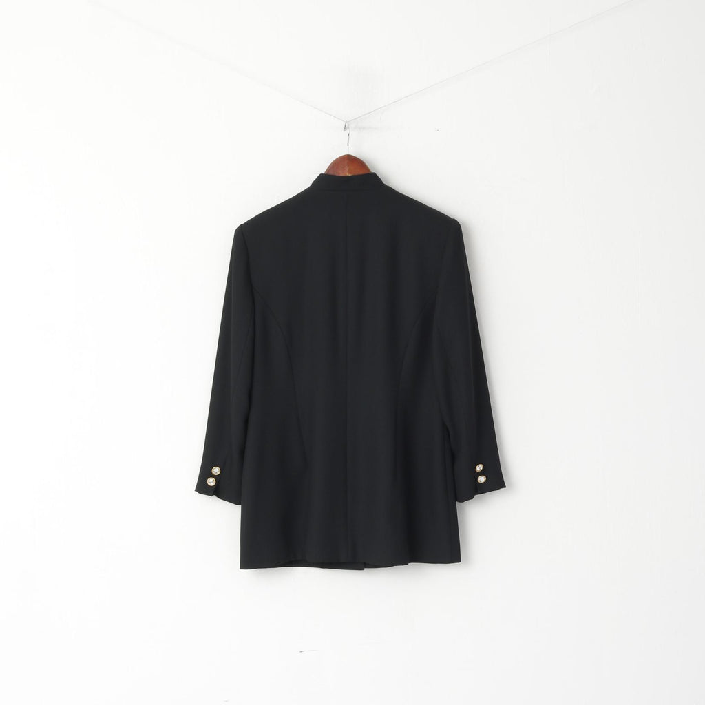 Giacca Genevieve Collection da donna 40 M Blazer nero lucido con spalline vintage con diamanti