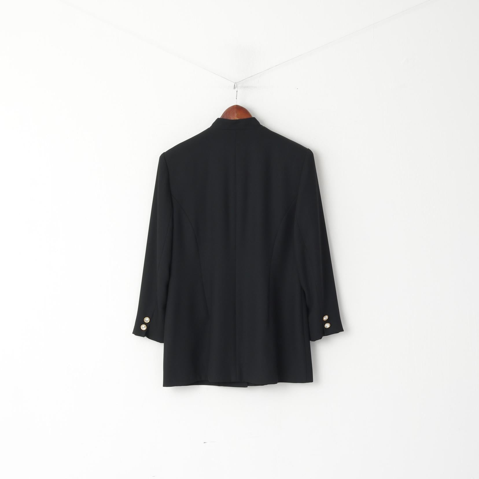 Giacca Genevieve Collection da donna 40 M Blazer nero lucido con spalline vintage con diamanti