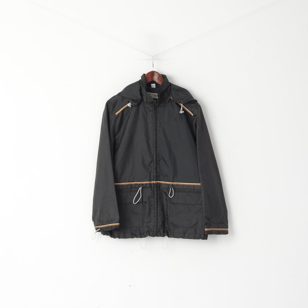 John F. Gee Veste noire à capuche avec fermeture éclair pour femme 16 42