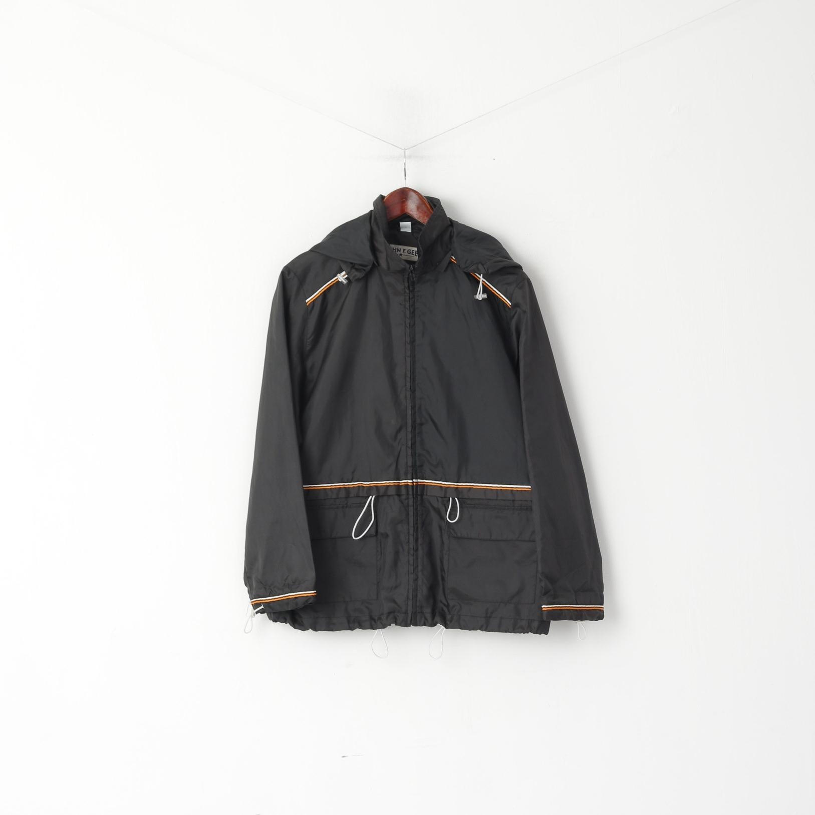 John F. Gee Veste noire à capuche avec fermeture éclair pour femme 16 42