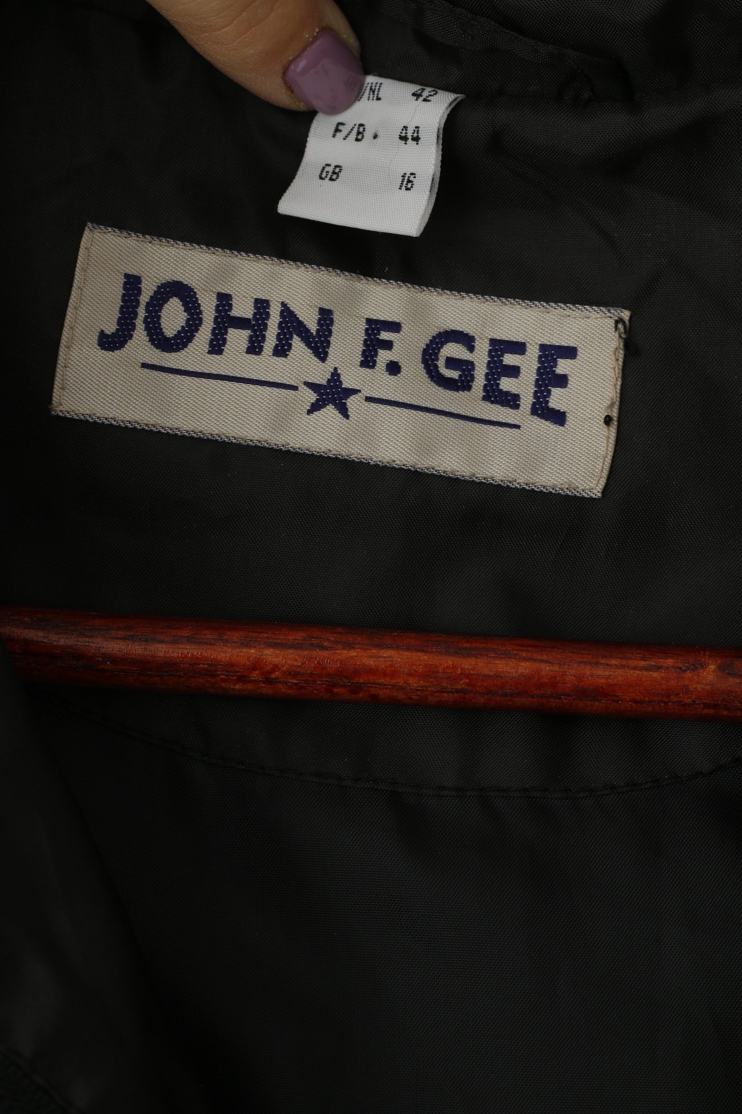 John F. Gee Women 16 42 Jacket Black Full Zipper Hooded Casual Top