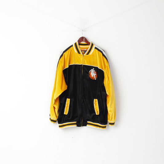 Veezo Wear Men 2XL Felpa Bomber Basket Campionato mondiale Giocatori Club Abbigliamento sportivo giallo