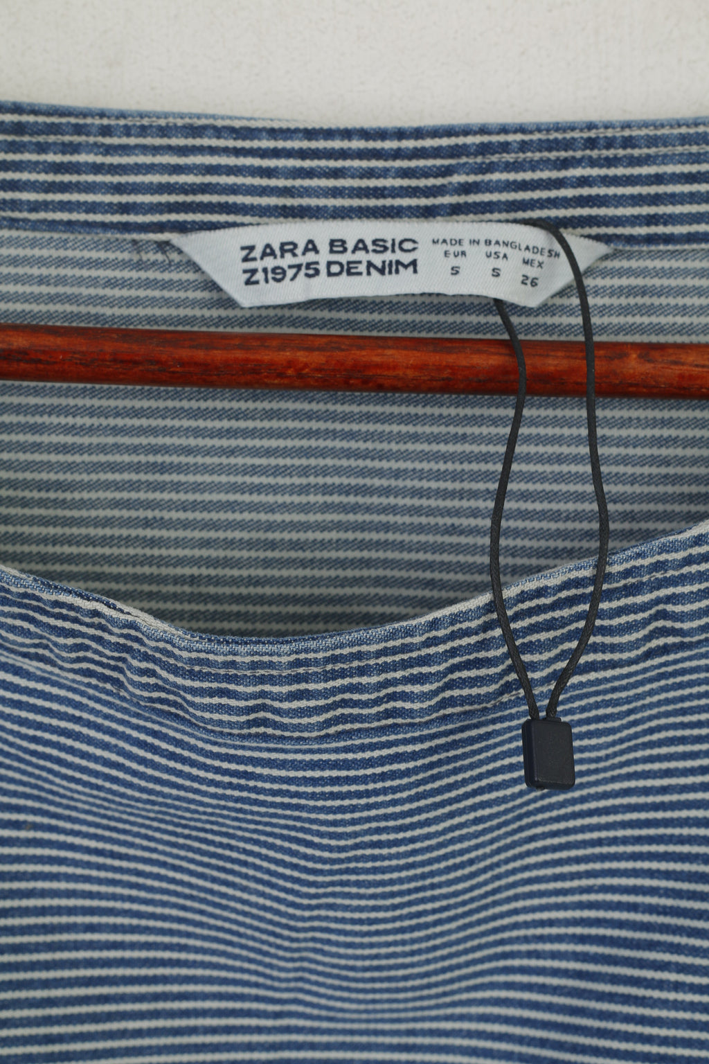 Zara Basic Women S Denim Shirt Navy Cotton Striped Oversize Classic Top