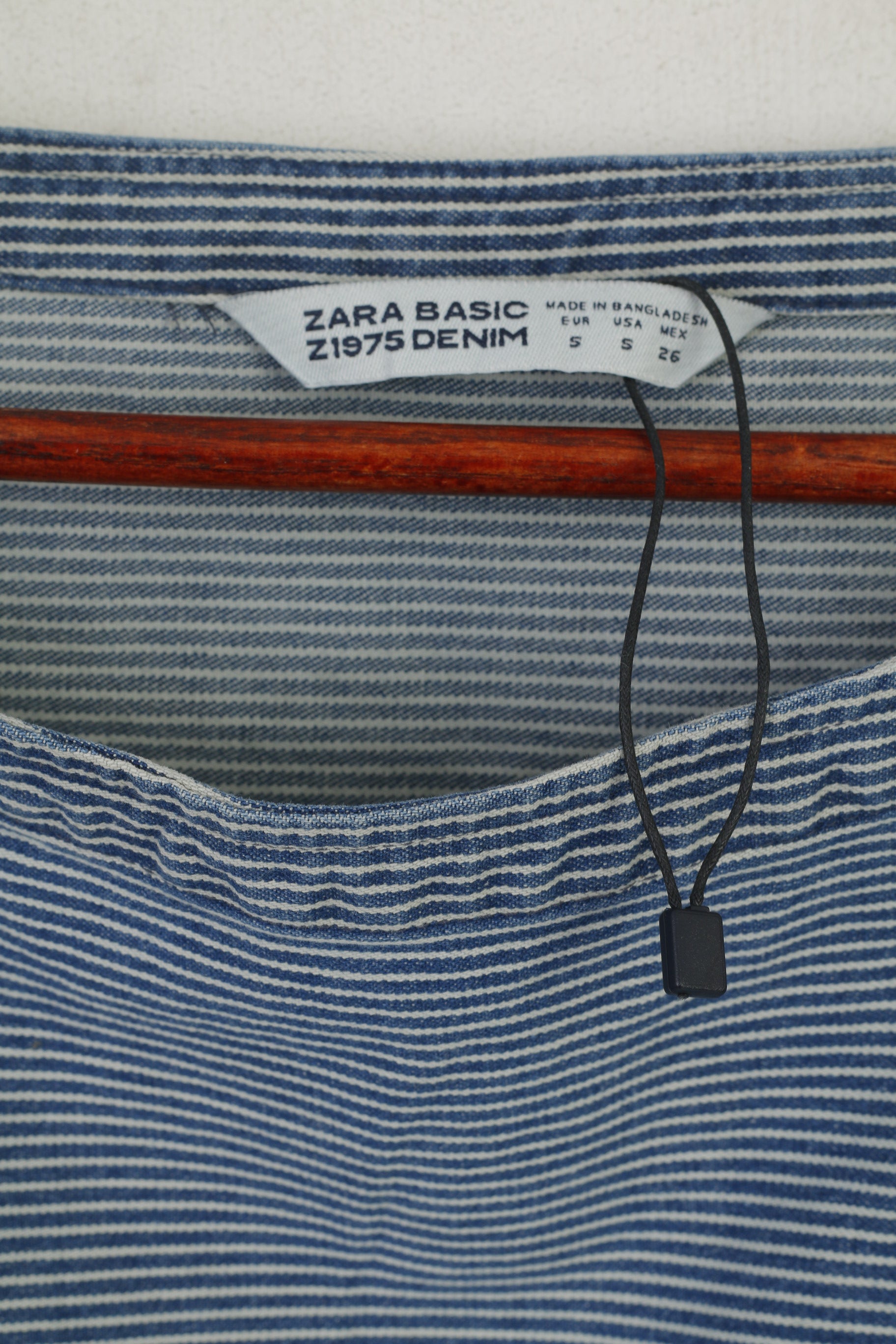 Zara Basic Women S Denim Shirt Navy Cotton Striped Oversize Classic Top