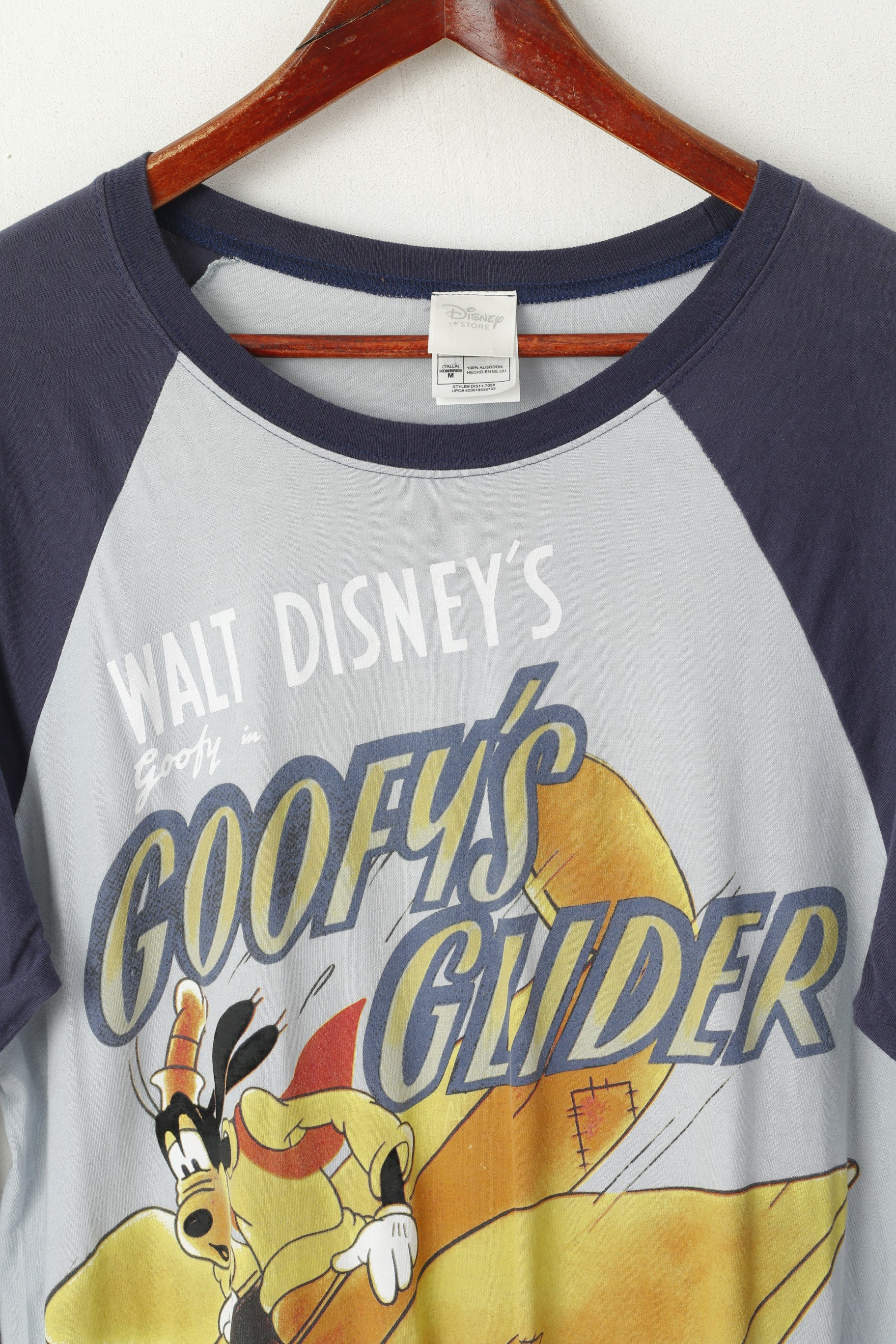 Disney Store Chemise M pour homme Bleu Goofys Glider Haut à manches longues et col rond en coton
