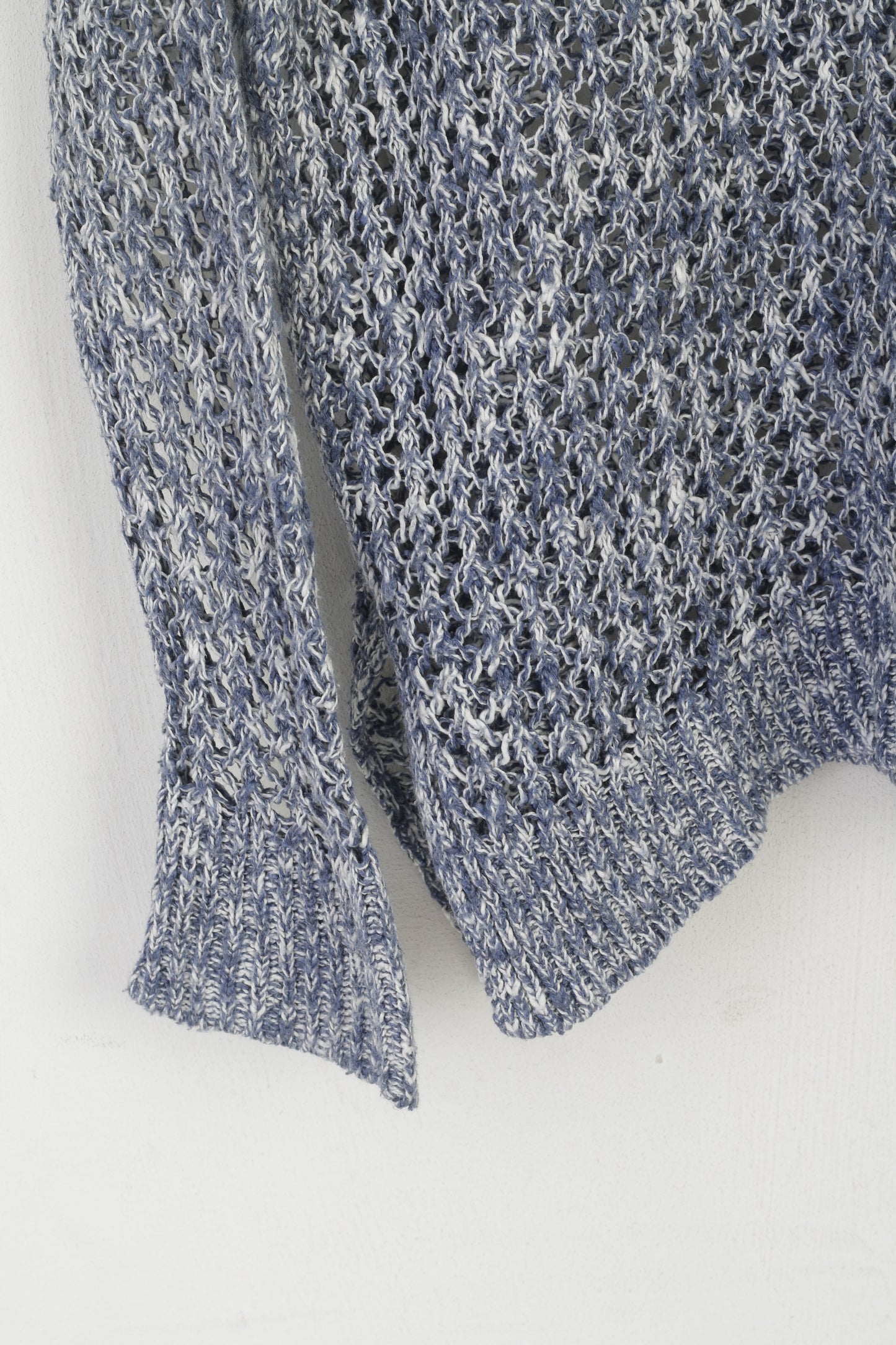 Hollister Femmes XS/S Jumper Bleu Coton Été Boho Oversize Hole Sweater