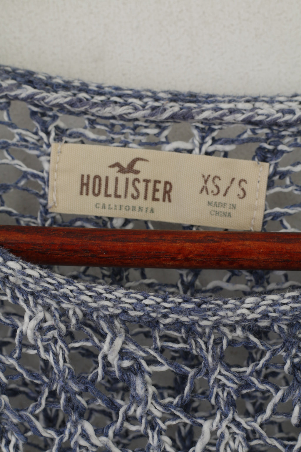 Hollister Femmes XS/S Jumper Bleu Coton Été Boho Oversize Hole Sweater