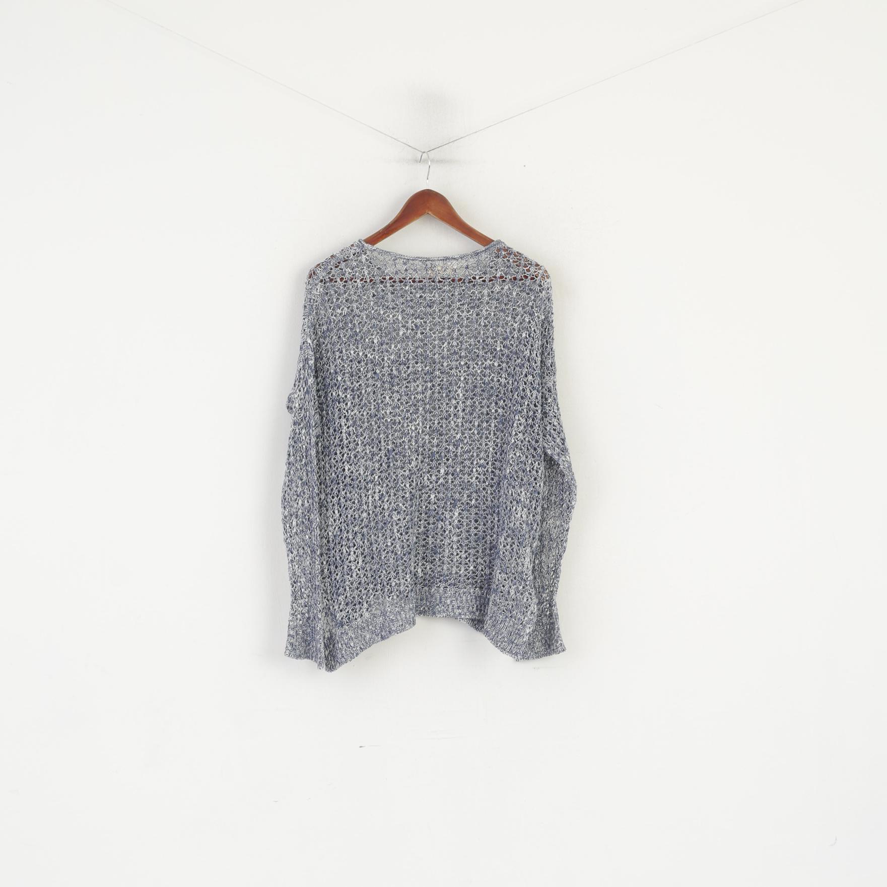 Hollister Femmes XS/S Jumper Bleu Coton Été Boho Oversize Hole Sweater