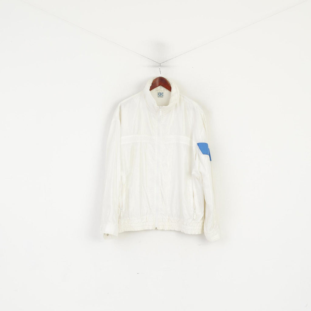 C. Keer Men 52 L Jacket Cream Shiny Vintage Nylon Waterproof Oldschool Top