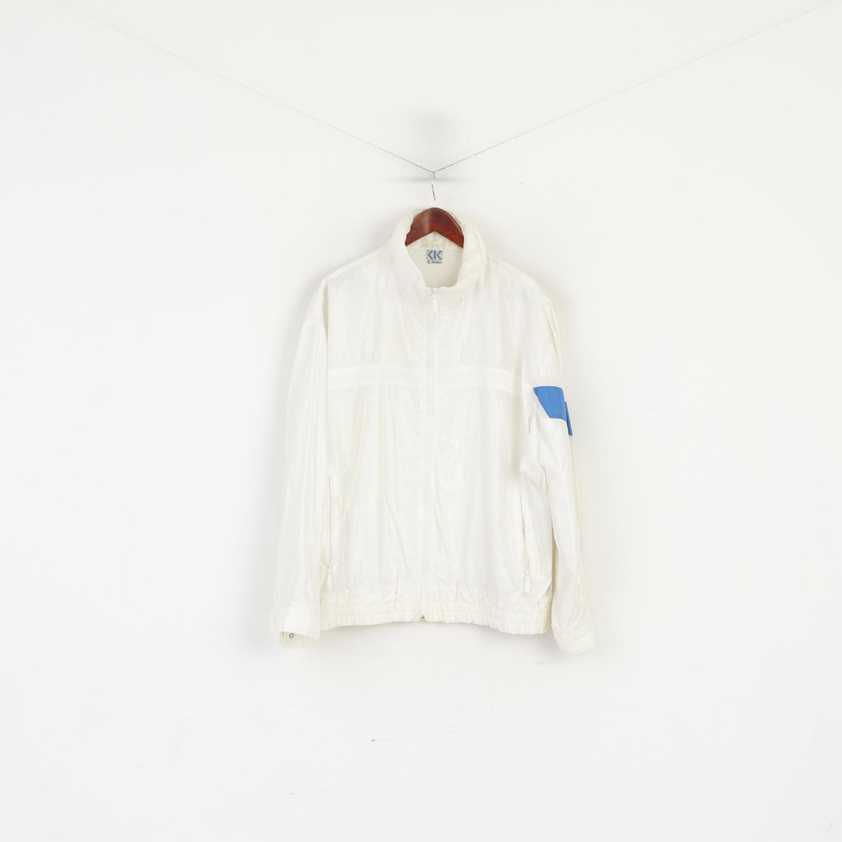 C. Keer Men 52 L Jacket Cream Shiny Vintage Nylon Waterproof Oldschool Top