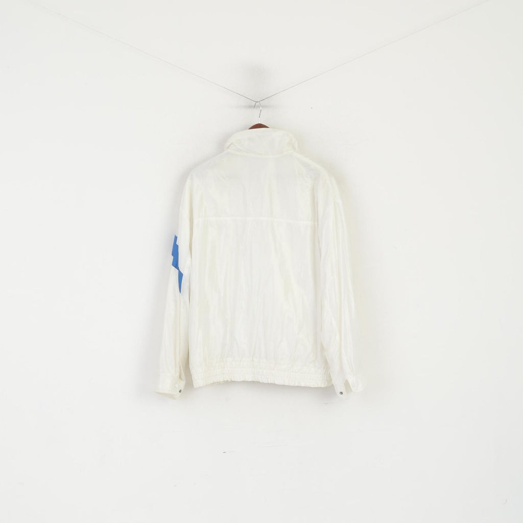 C. Keer Men 52 L Jacket Cream Shiny Vintage Nylon Waterproof Oldschool Top