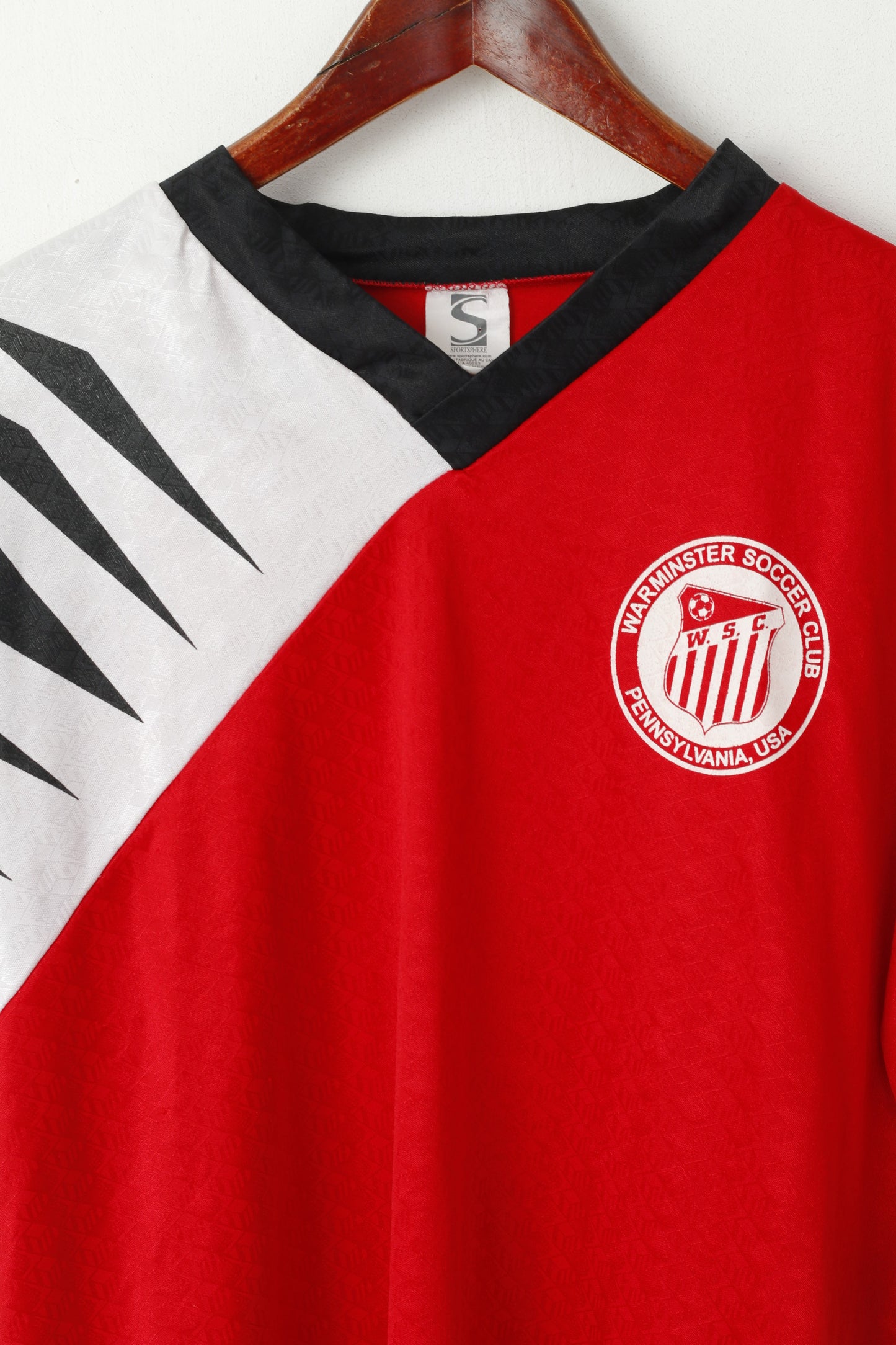 Sportsphere Mens XL Shirt Red Vintage Warminster Soccer Club Pennsylvania Usa #13 Top