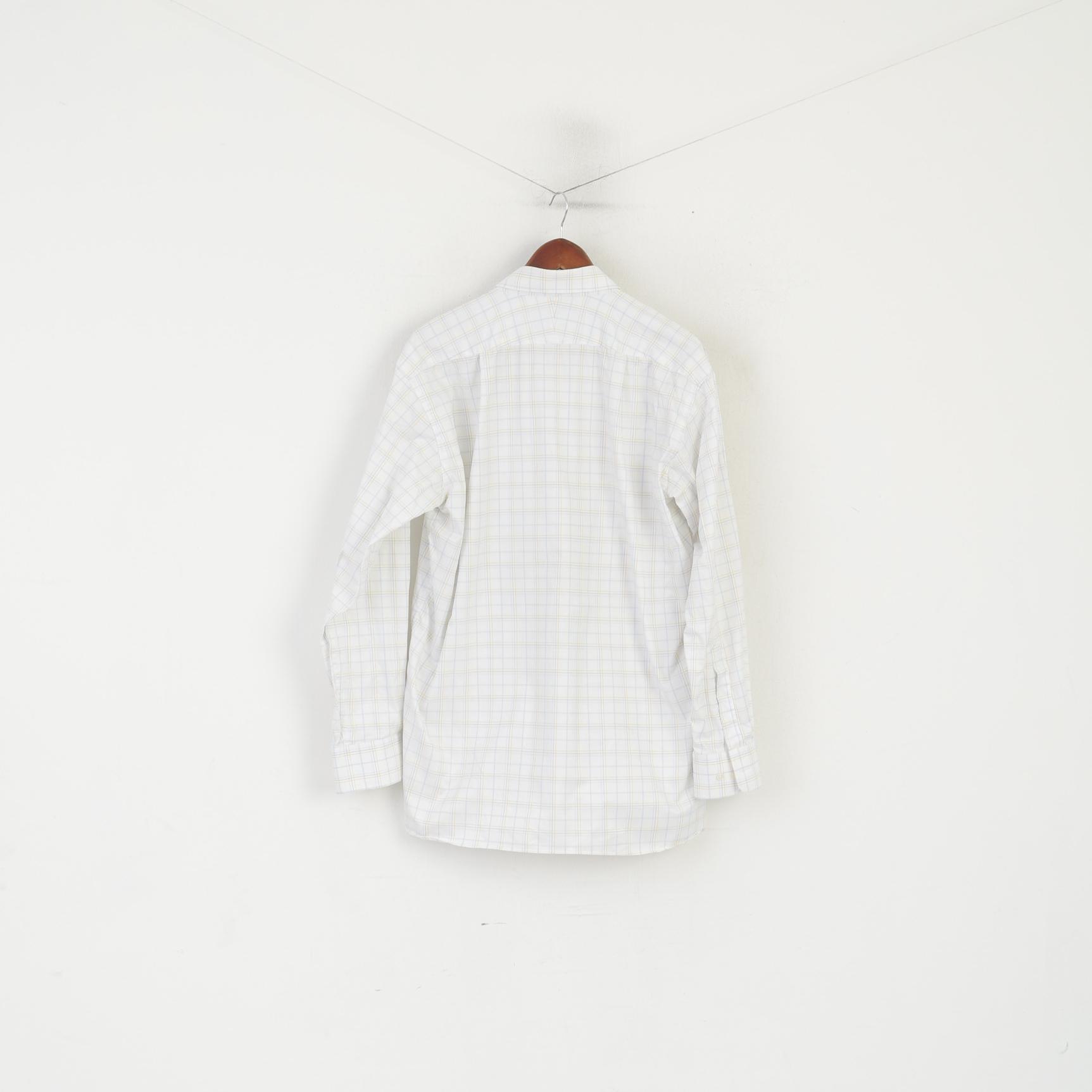 Charles Tyrwhitt Men L Casual Shirt White Check Cotton Long Sleeve Classic Top