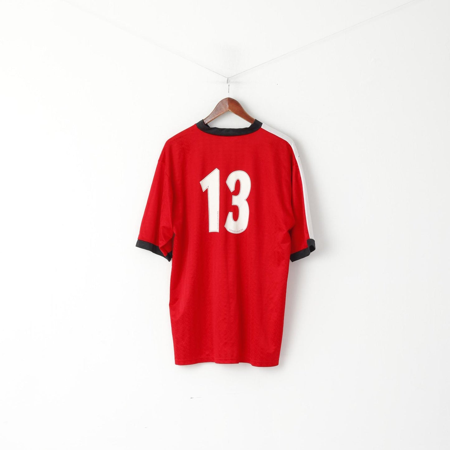 Sportsphere Mens XL Shirt Red Vintage Warminster Soccer Club Pennsylvania Usa #13 Top