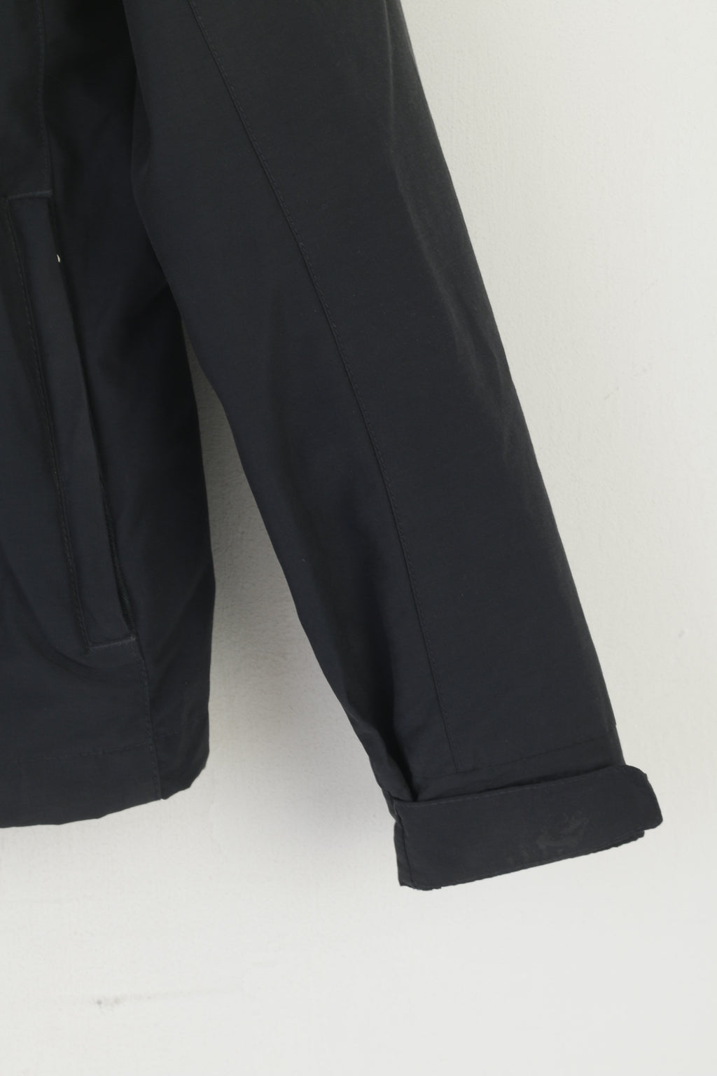 Geox Respira Men 48 S Jacket Dark Gray Nylon Cotton Lightweight HIdden hood Zip Up Top