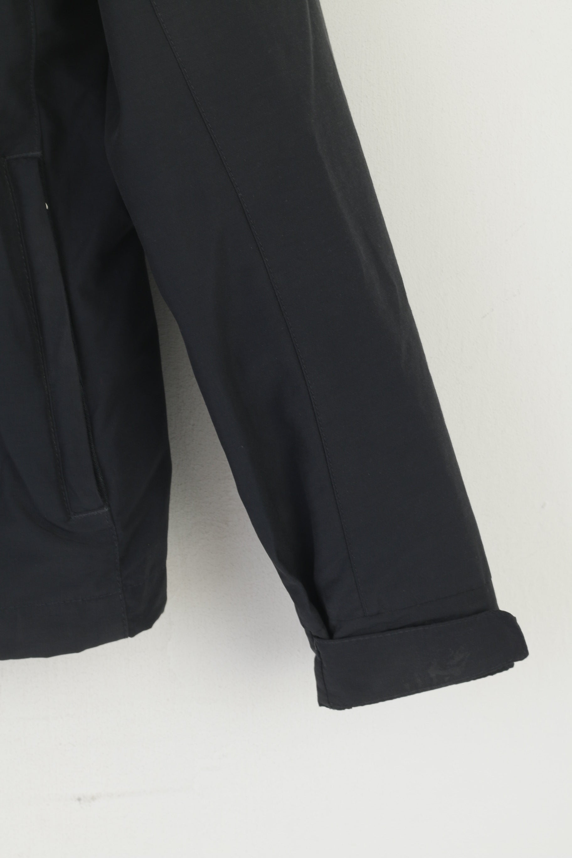 Geox Respira Men 48 S Jacket Dark Gray Nylon Cotton Lightweight HIdden hood Zip Up Top