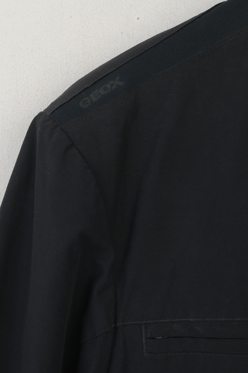 Geox Respira Men 48 S Jacket Dark Gray Nylon Cotton Lightweight HIdden hood Zip Up Top